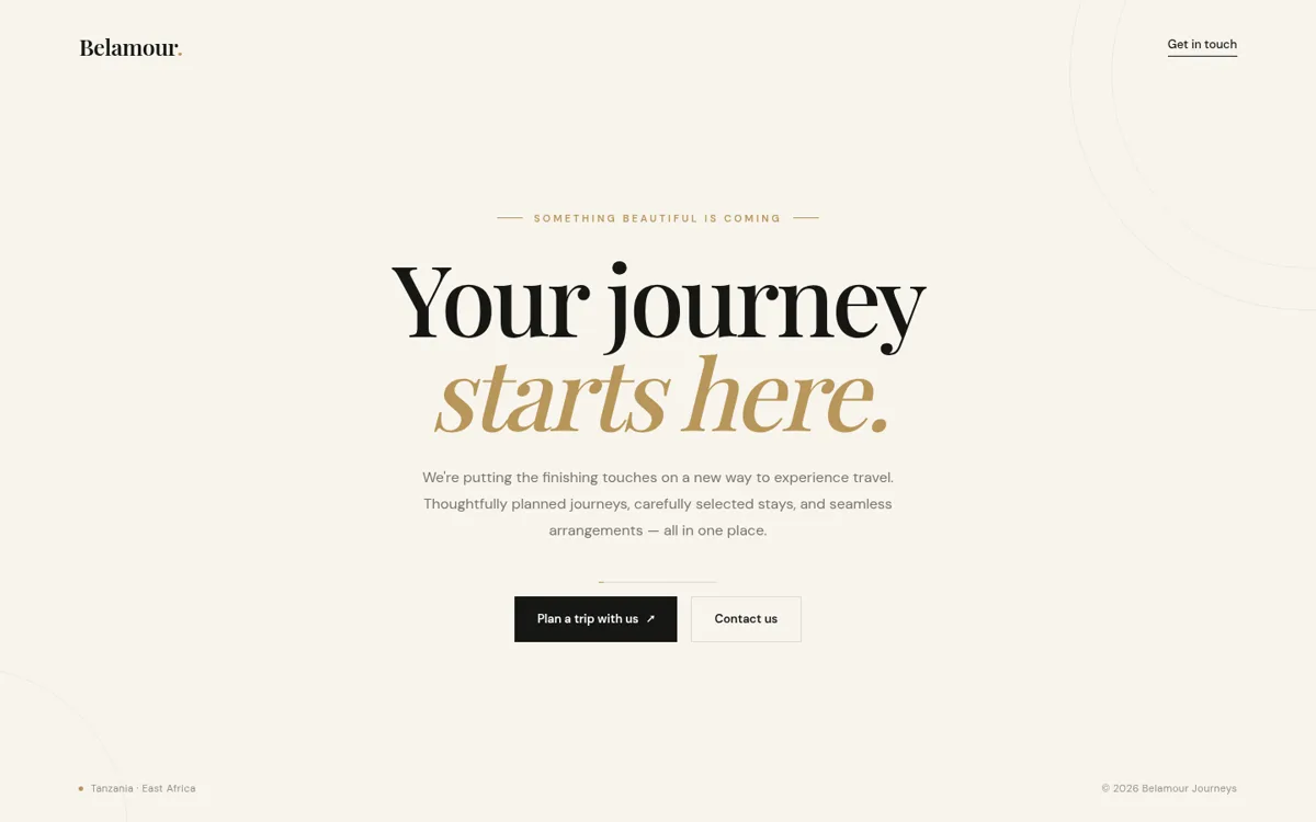 Belamour Journeys homepage