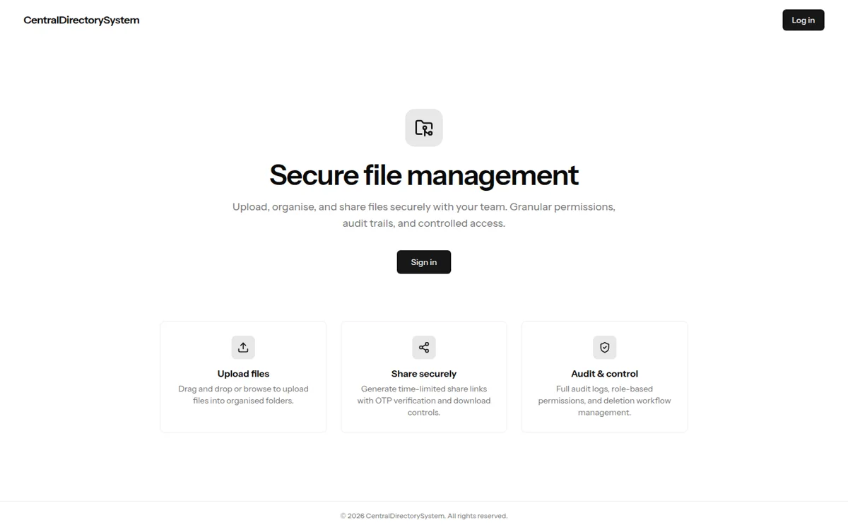 Central Directory System homepage