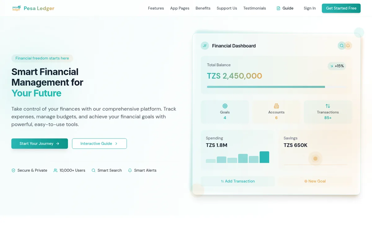 PesaLedger homepage